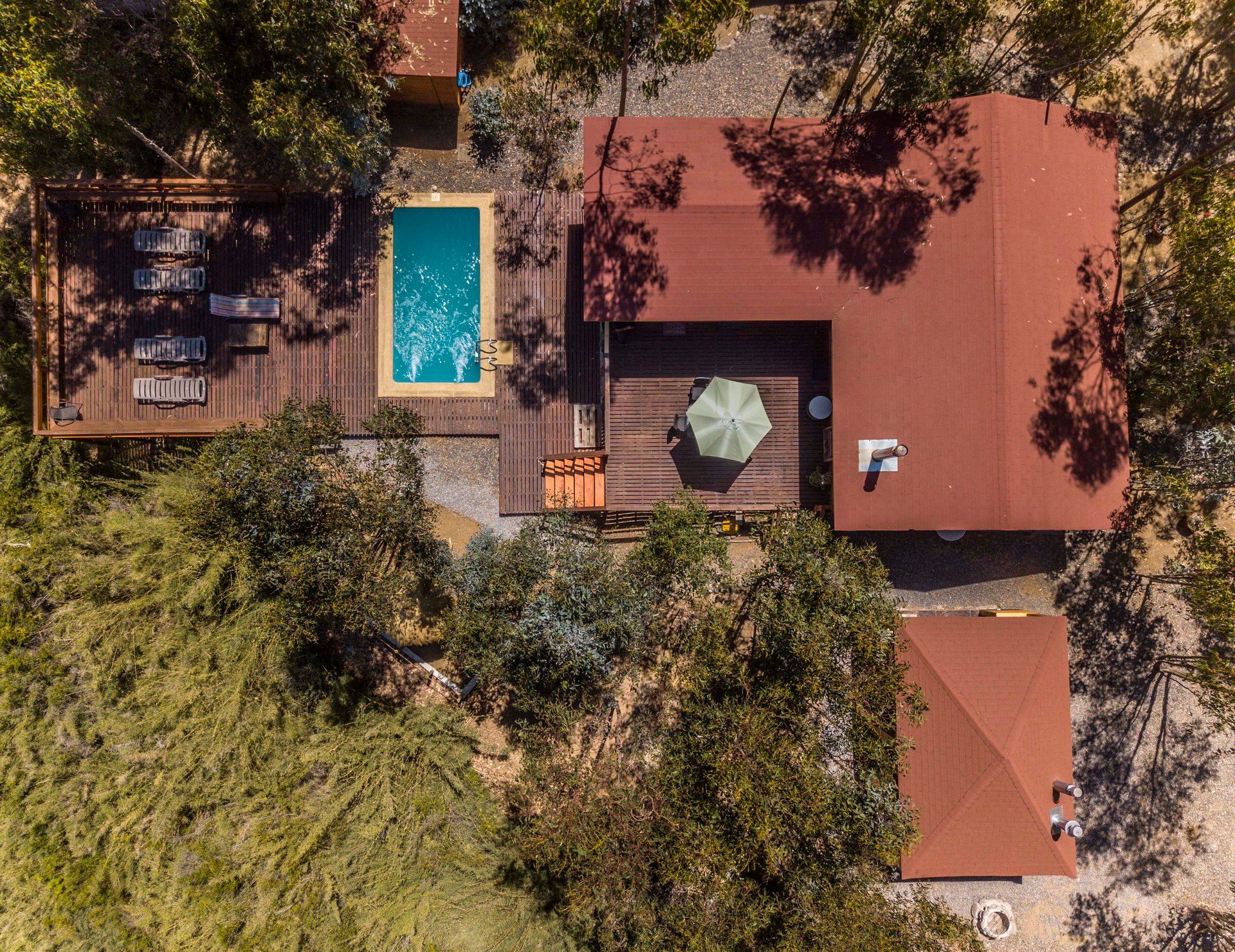 Cabaña en Algarrobo con piscina, tinaja y quincho — vista aérea